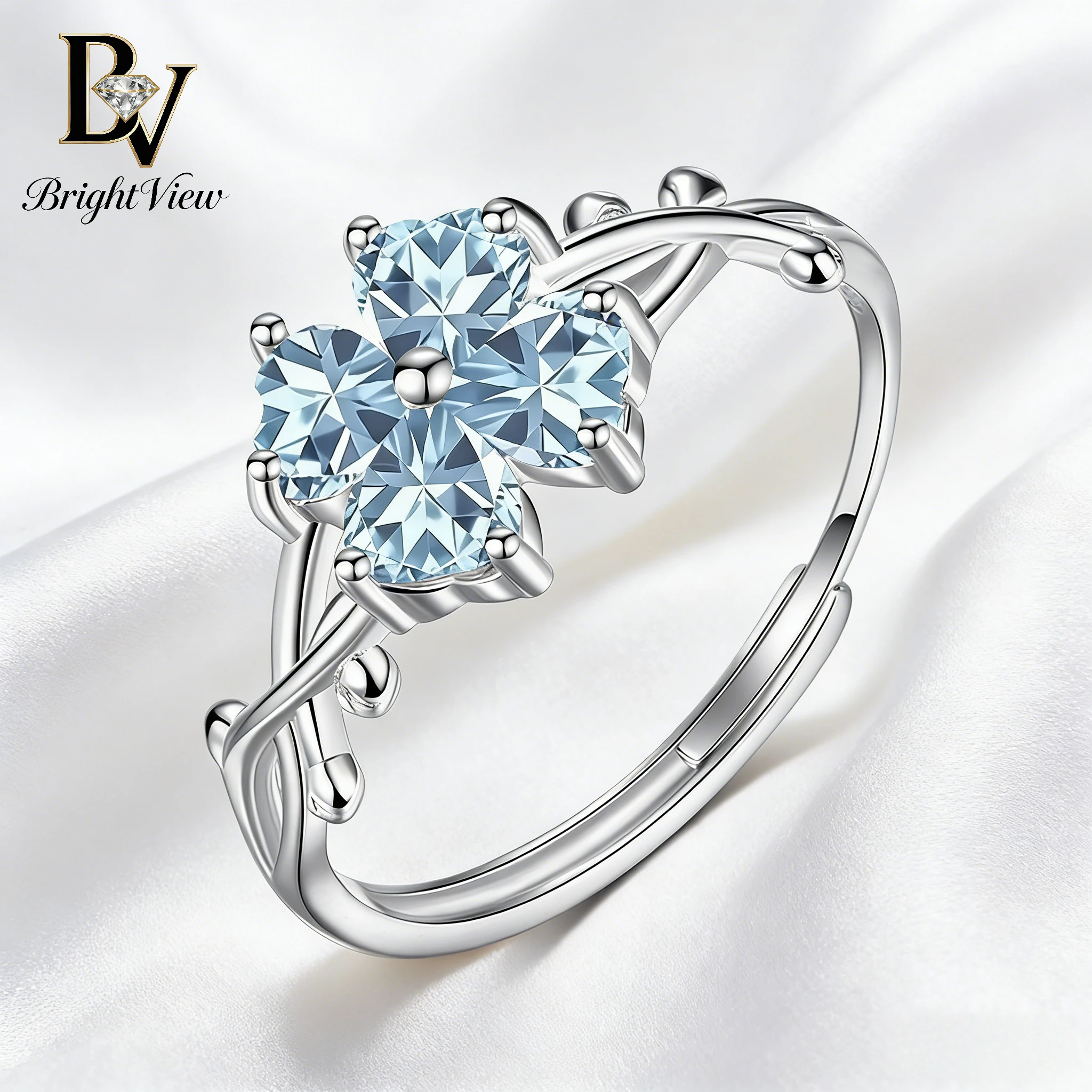 

Vintage Thorn Four Leaf Clover Ring 925 Sterling Silver Natural Crystal Adjustable Ring for Women Lucky Gemstone Jewelry Gift