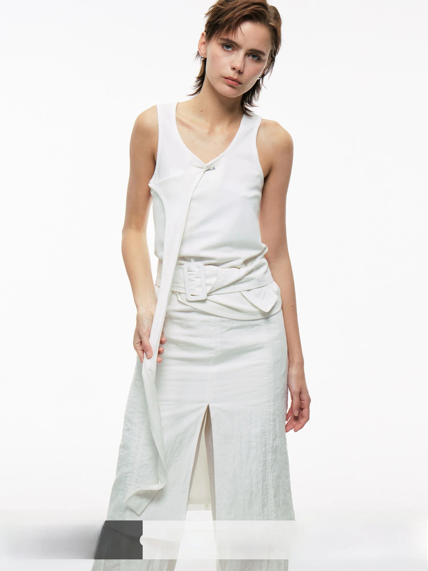 

Pure White Silk Wool Sleeveless Vest Art Student Top Billconch Brand Korean Style Slim Fit Inner Wear Short Length Color