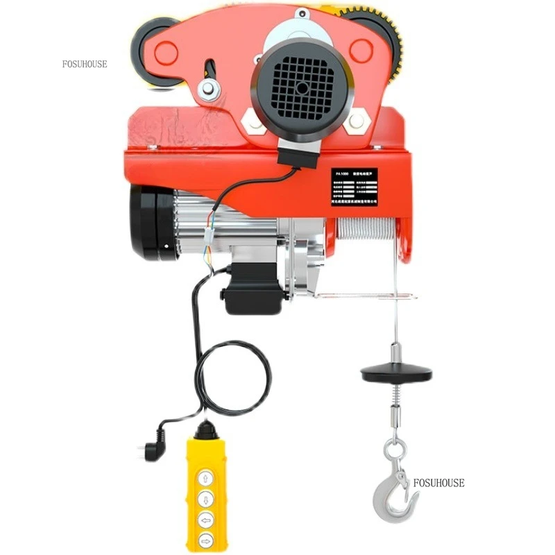 Modern Mini Electric Hoist for Home 220V with 4-wheel Trolley Design Small Metal Simple Convenient Design Lifting Cranes