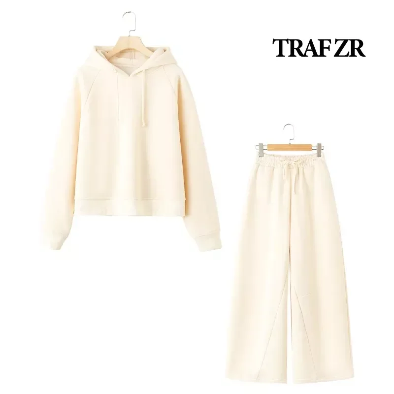 TRAF ZR Hooded Sweatshirt for Women 2024 Tracksuit Suits Fall Outfits Women Sets Baggy Pants Clothing Long Sleeve Sportswear