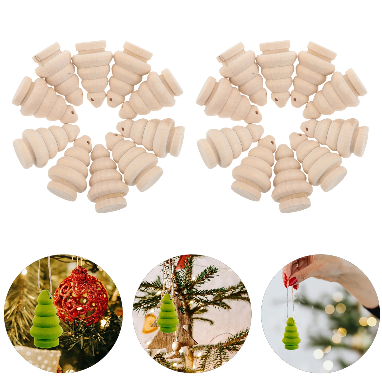 

Decor Christmas Tree Pendant Craft Ornaments to Paint DIY Trees Mini Wooden Beige Blank for Painting Child