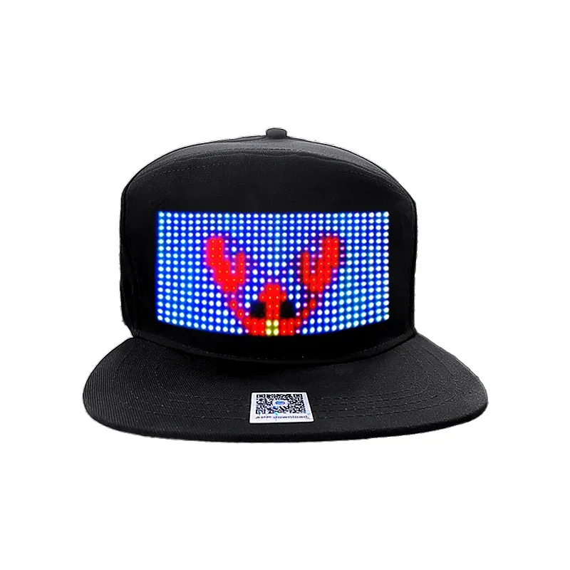 Baseball Hat DIY Soft Cotton Screen Cap USB Rechargeable Pixel Bluetooth LED Hat RGB Four Color Programmable Matrix Board