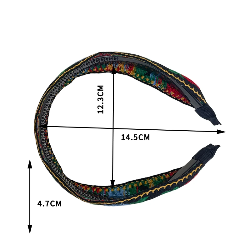 New Bohemian Style Embroidery Headband Ethnic Wide-brimmed Hair Hoop Leaf Flower Pattern Hair Accessories Headwear