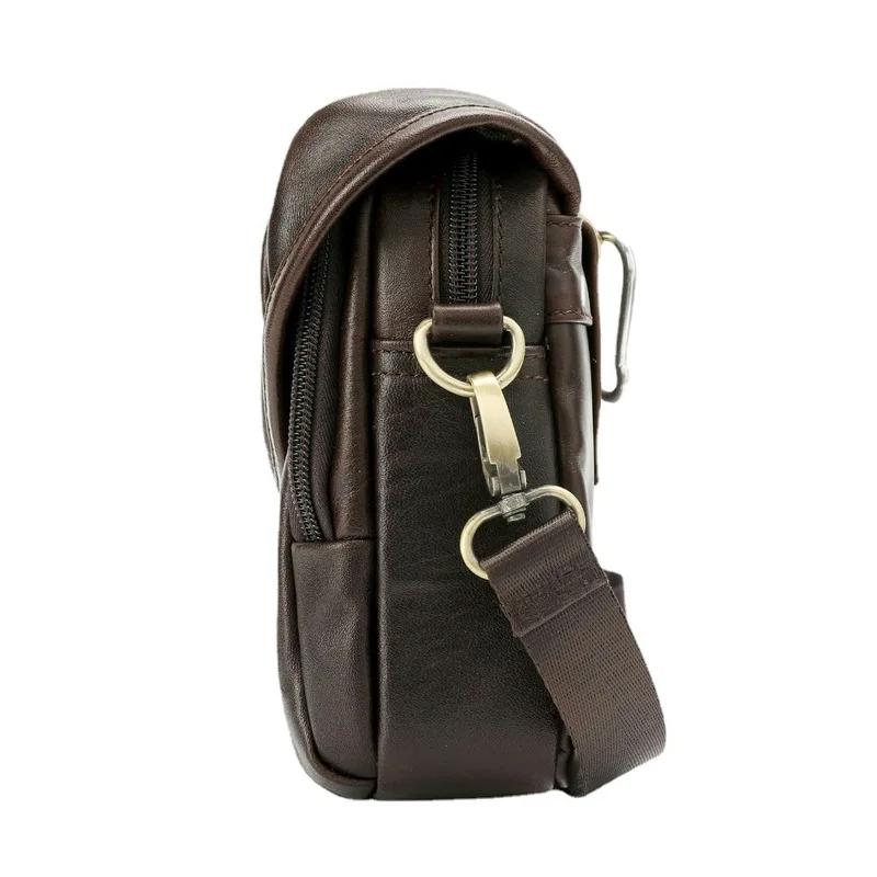 Men's small crossbody bag, single-layer cowhide shoulder bag, retro European-style men's bag, soft leather small backpack