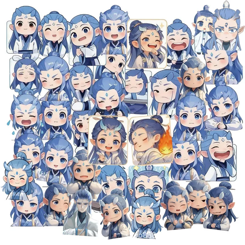

48 шт./компл. новый аниме фильм Ne Zha 2 Aobing emoticon kawaii Q версия фигурка модель игрушки DIY водостойкая наклейка украшения подарки