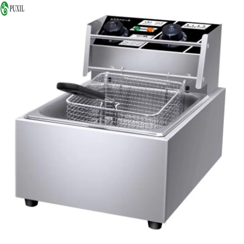 10L Stainless Steel Commercial Electric Deep Fryer Stove Single Cylinder Smokeless Chicken Dough French Fries Frying Machine