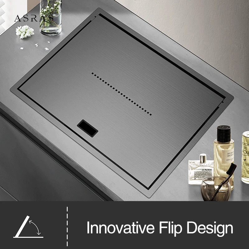 ASRAS Nanometer SUS 304 Stainless Steel Hidden Balcony Wash Basin Sink 230mm Depth Handmade Washboard Sinks