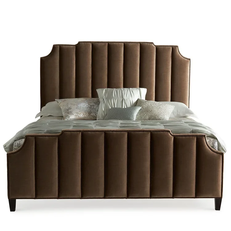 

American style light luxury upholstered bed simple fabric double