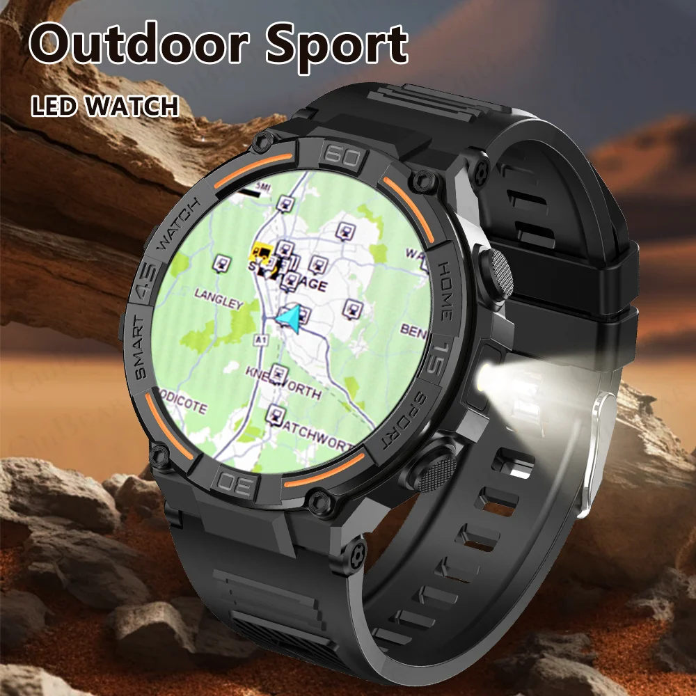 

2025 NEW Men Outdoor Smart Watch Lighting Lamp Heart Rate Fitness Tracker Waterproof Bluetooth Call Smartwatch For HUAWEI XIAOMI