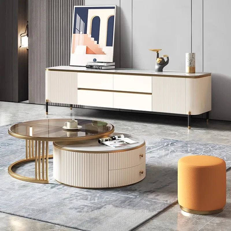 

Piano paint coffee table TV cabinet Italian simplicity 2022 new living room small apartment creative telescopic