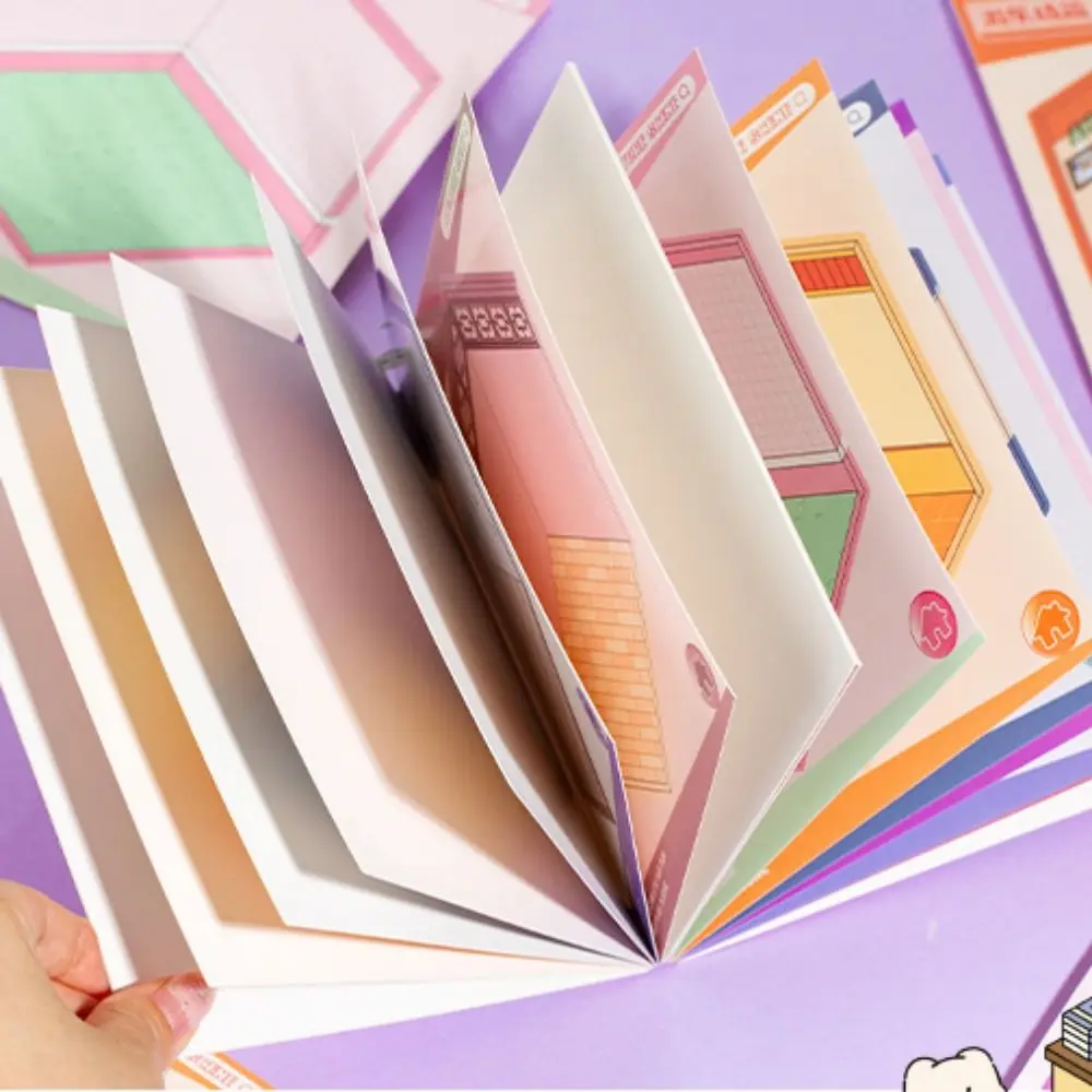 6 Stücke Szenen DIY 3D Landschaft Aufkleber Papier Buch Haus Schlafzimmer DIY Landschaft Aufkleber Tasche Multifunktional