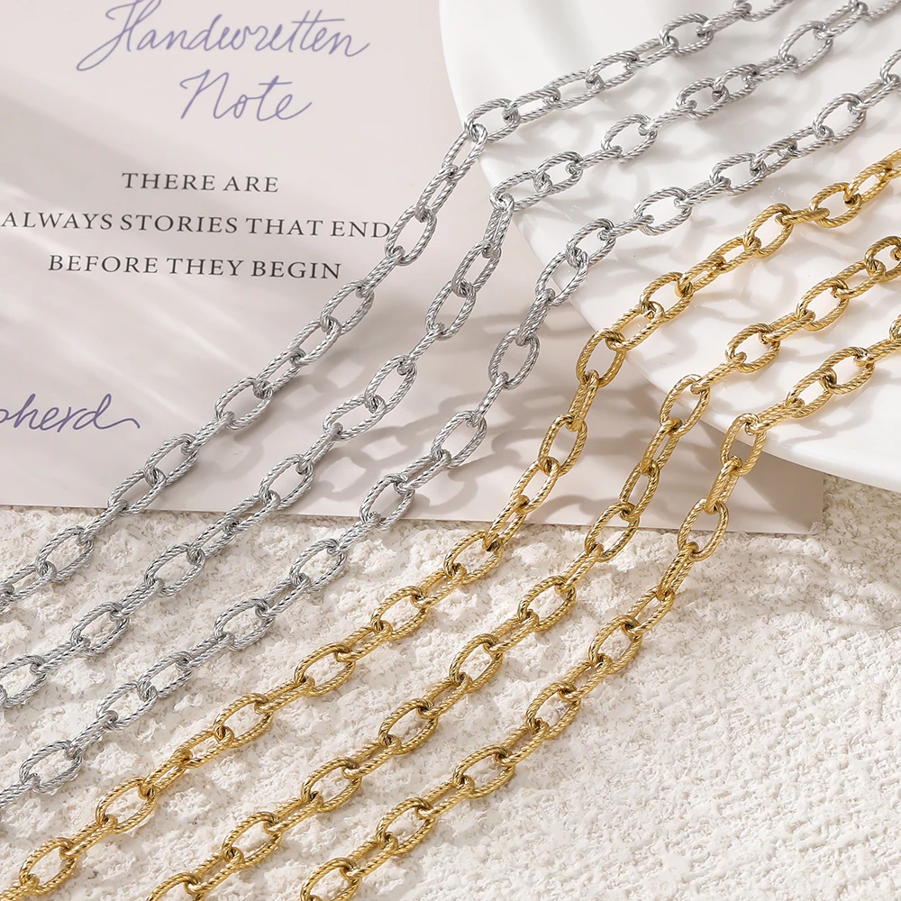 

1Meter 4 Styles Stainless Steel Gold Steel Color Handmade Chains for DIY Necklace Bracelets Jewelry Making Accessories