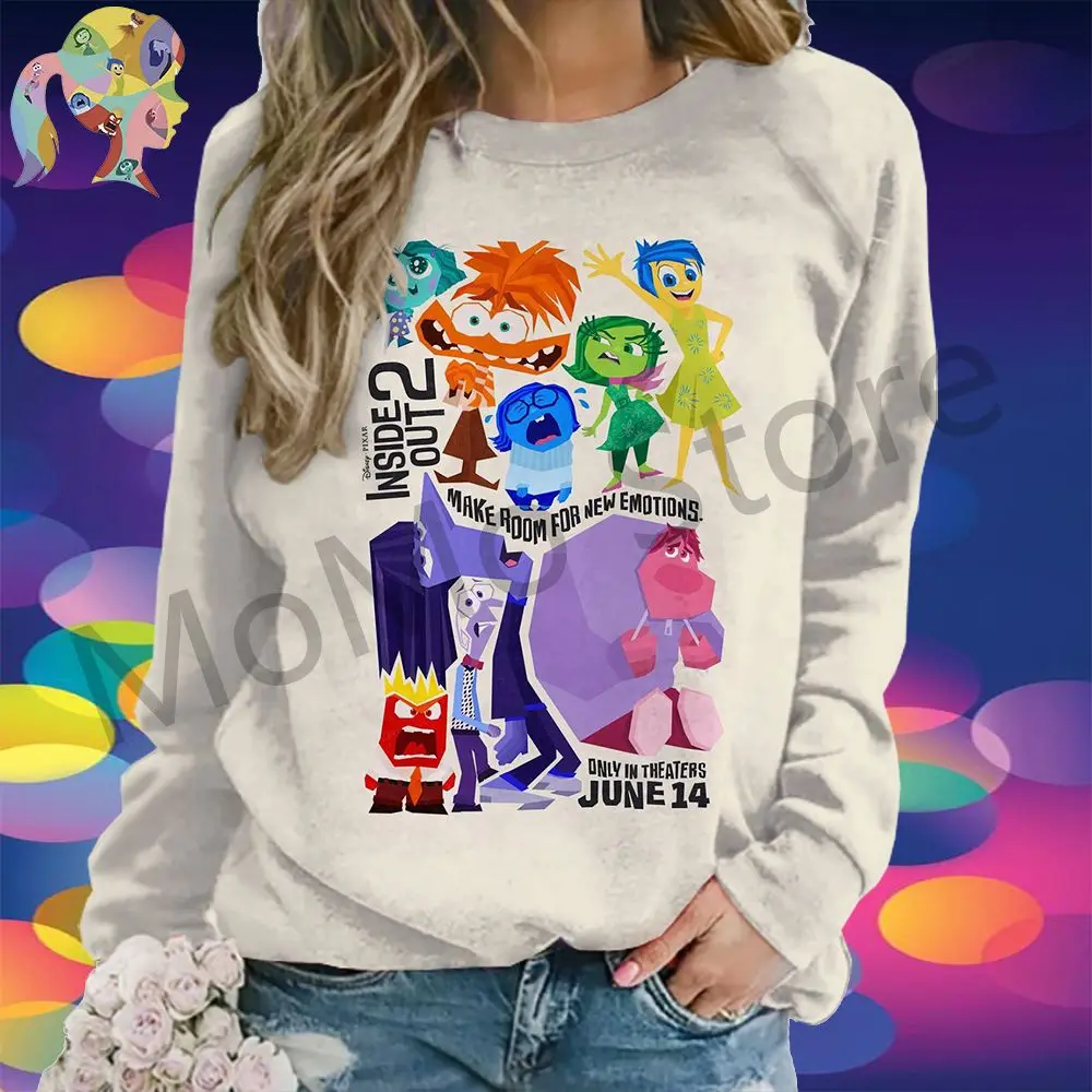 Kawaii Disney Inside Out Women's Long Sleeve Sweatshirts Hoodie Autumn Clothes Lovely O Neck New High Quality Pullovers 3D Print