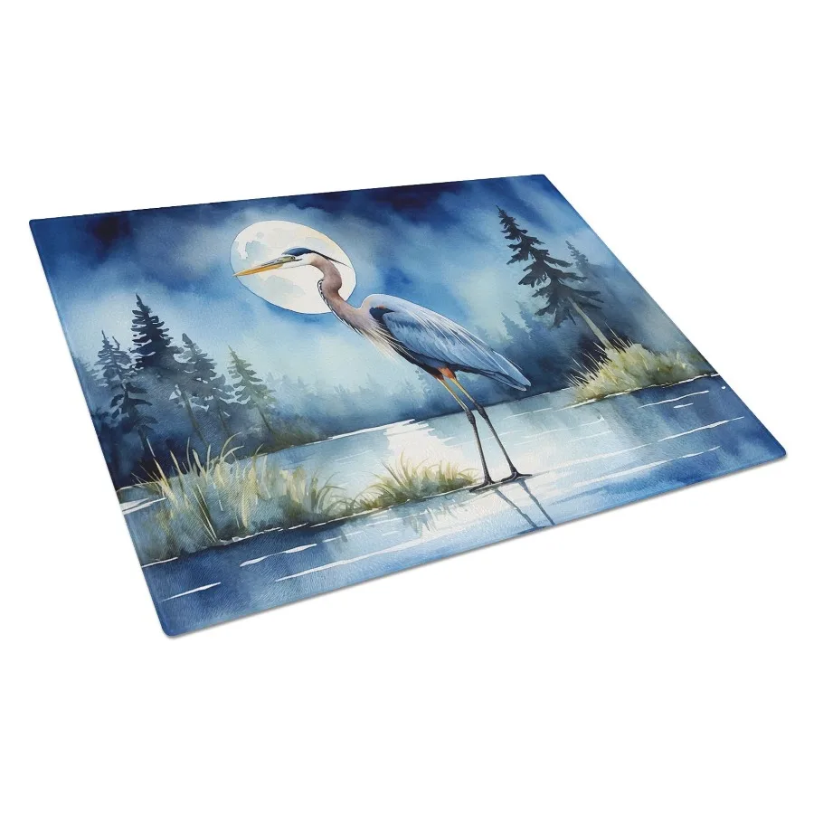 

Стеклянная разделочная доска Blue Heron Under the Moonlight, разделочная доска из закаленного стекла, кухонная разделочная доска большого размера