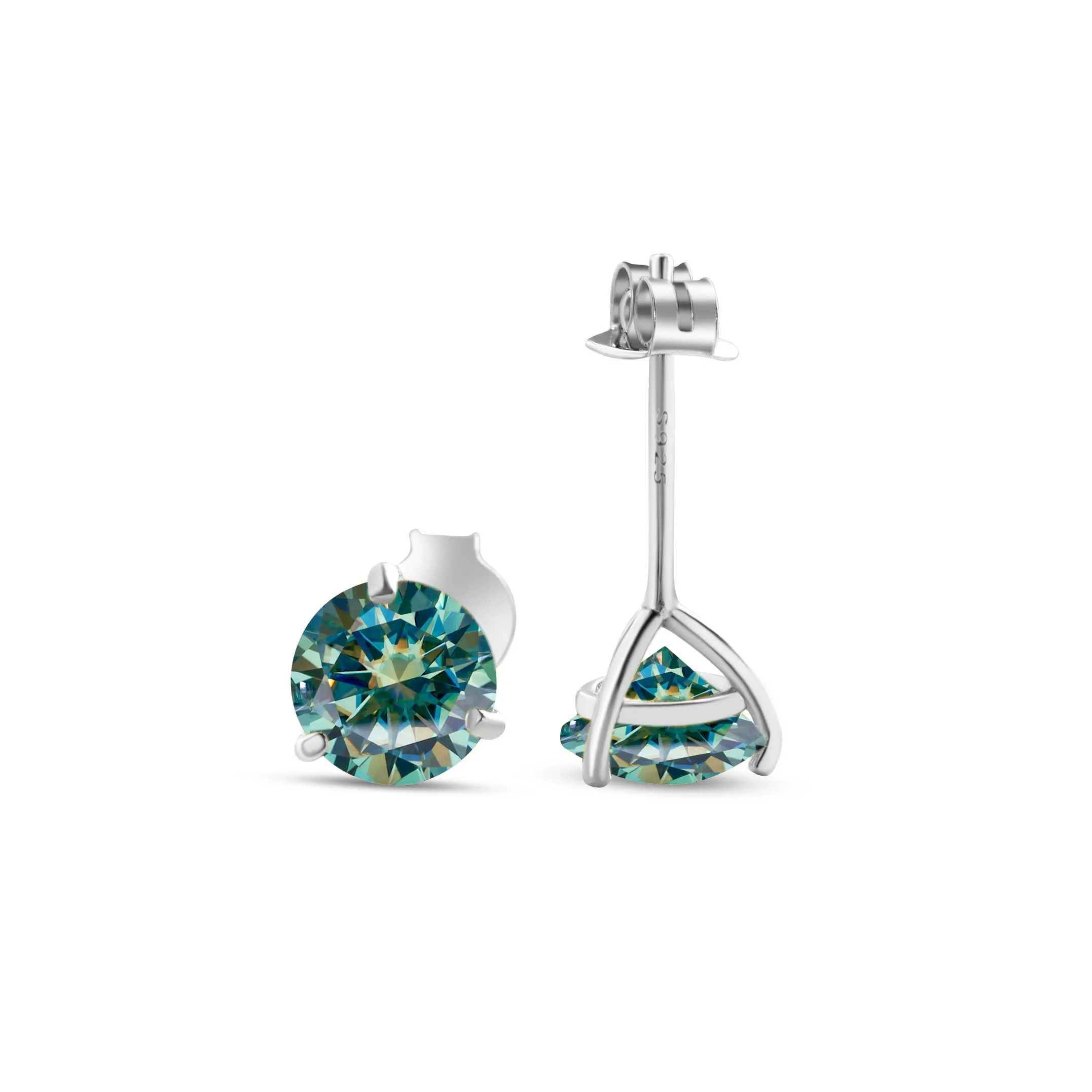 Pink Blue color Round Cut Moissanite Earring For Women Solid 925 Sterling Silver Stud Earrings VVS D Color GRA Certificate gift