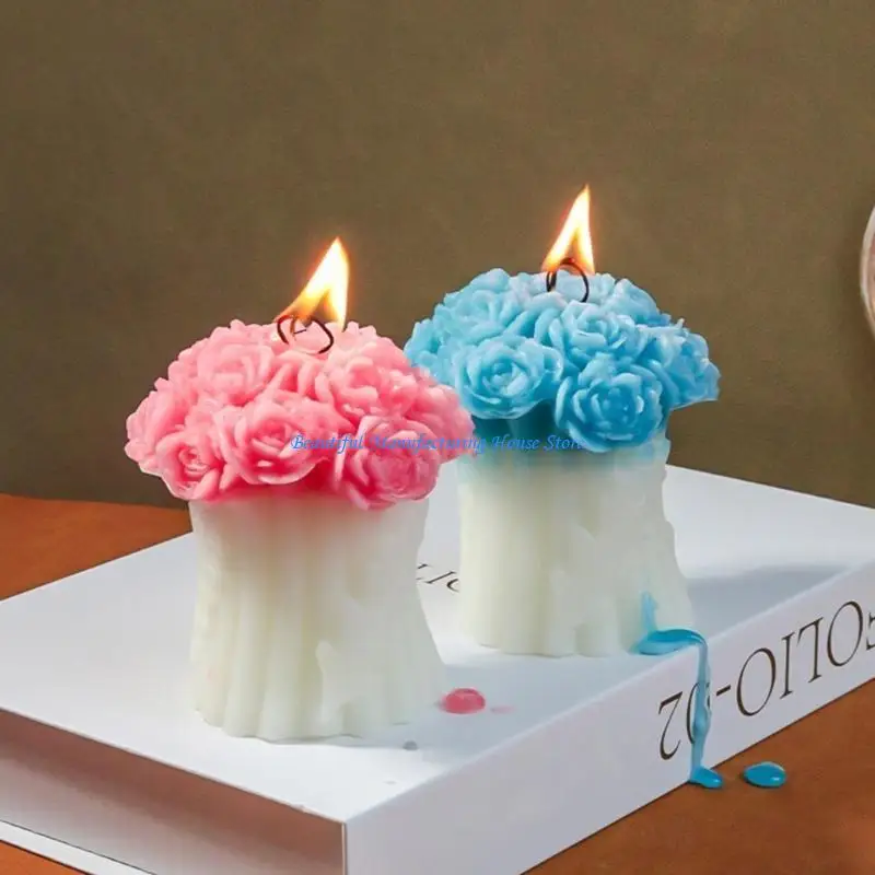 E56A Stampi in silicone Stampi per realizzare candele Stampi artigianali in silicone Forma fiore Stampi per ornamenti fatti a