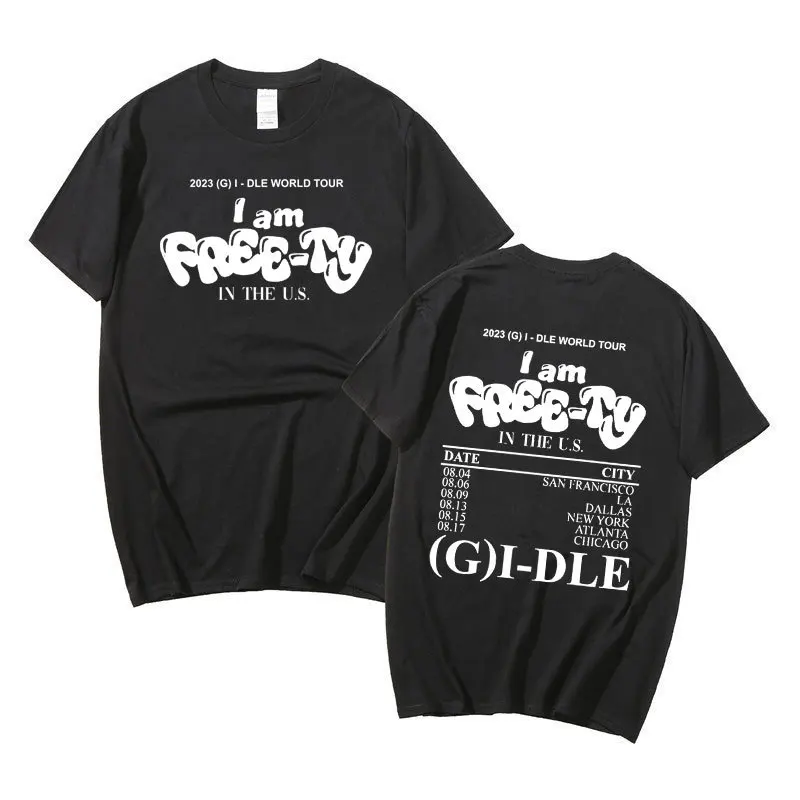 Kpop GIDLE I Feel T Shirt (G)I-DLE I Am FREE TY Man/Women T-shirt Round Neck Short Sleeve Casual Unisex Streetwear COTTON Top