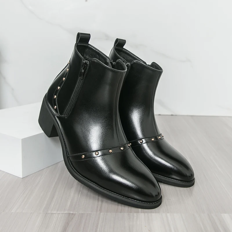 

Men's thick soled boots Gentleman Elegant Daily Style Party Leisure Outdoor Street 38-46 High top leather shoes Autumn and Winte