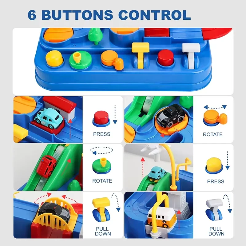 سباق السكك الحديدية نموذج سيارة ألعاب تعليمية الأطفال المسار مغامرة لعبة الدماغ الميكانيكية التفاعلية قطار الحيوانات لعبة صاروخ الفضاء
