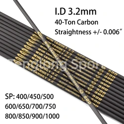 12pcs 30-32in 3.2mm Archery Carbon Shaft 40t .006 Pure Carbon Sp400-1000 For Diy Arrow