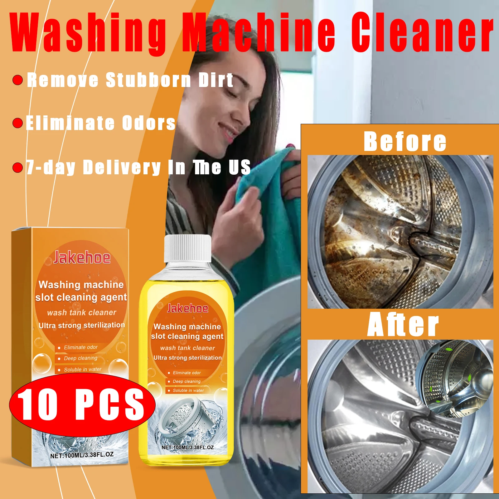 

10PCS Washing Machine Foam Cleaner Household Washing Machines Solt Dust Stain Cleaning Foam Agent Odor Removal Lemon Fresh