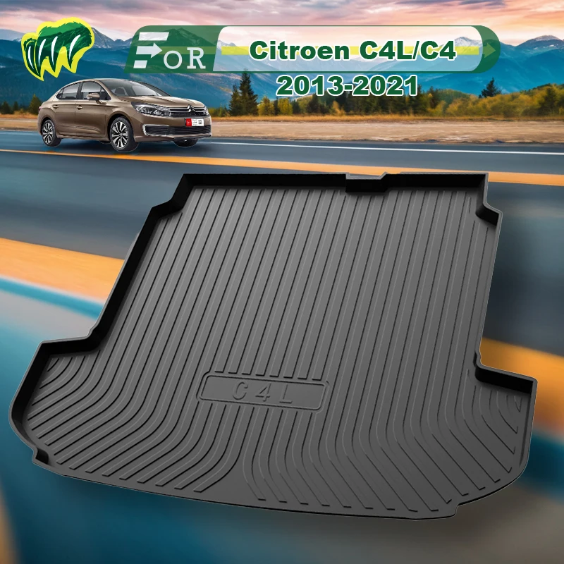 

For Citroen C4L/C4 2013-2021 TPE Custom Fit Car Trunk Mat All Season Black Cargo Mat 3D Shaped Laser Measured Trunk Liners