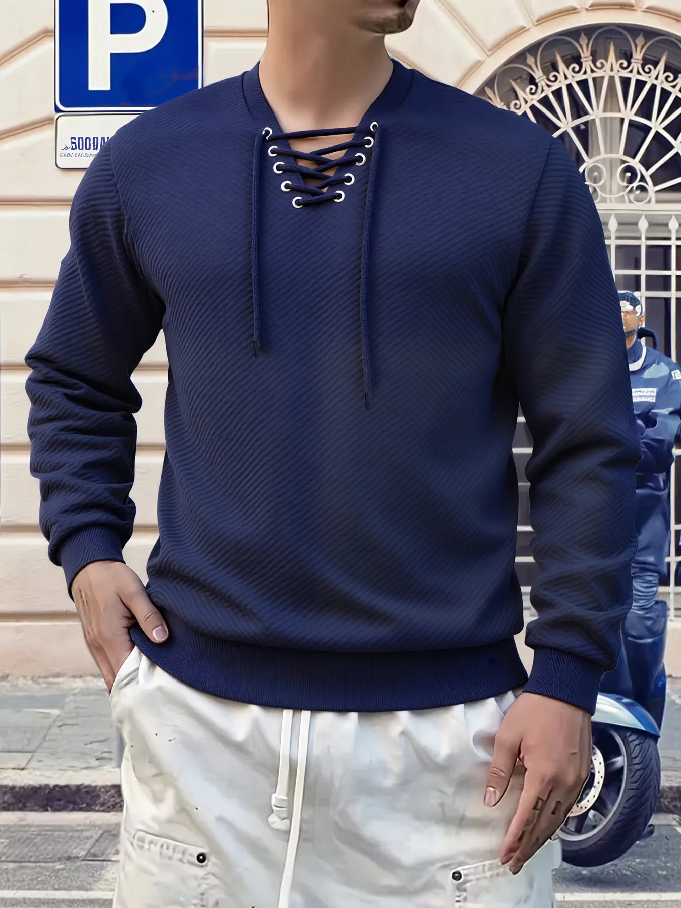 

Vintage Men's Sweatshirt for Spring and Autumn, Long Sleeve Drawstring Gothic Fashion Men's Top