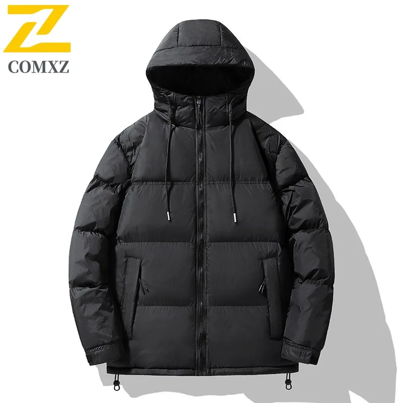 COMXZ الرجال القطن وسادة مبطنة دافئة الباردة برهان كتلة اللون العصرية ثلجي التخييم الحشو معطف المشي لمسافات طويلة الحد الأدنى الشتاء الحشو #2