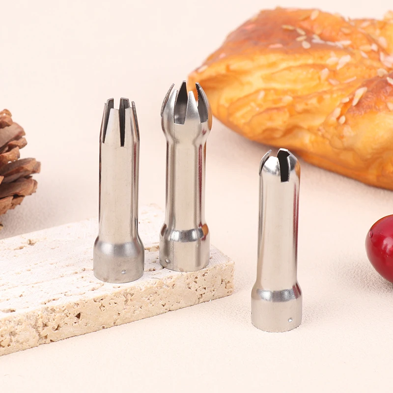 3Pcs/Set Stainless Steel Durable Safe Cream Nozzle Cake Decor Baking Nozzle DIY Cake Decorating Set Cream Dispenser-HMA5