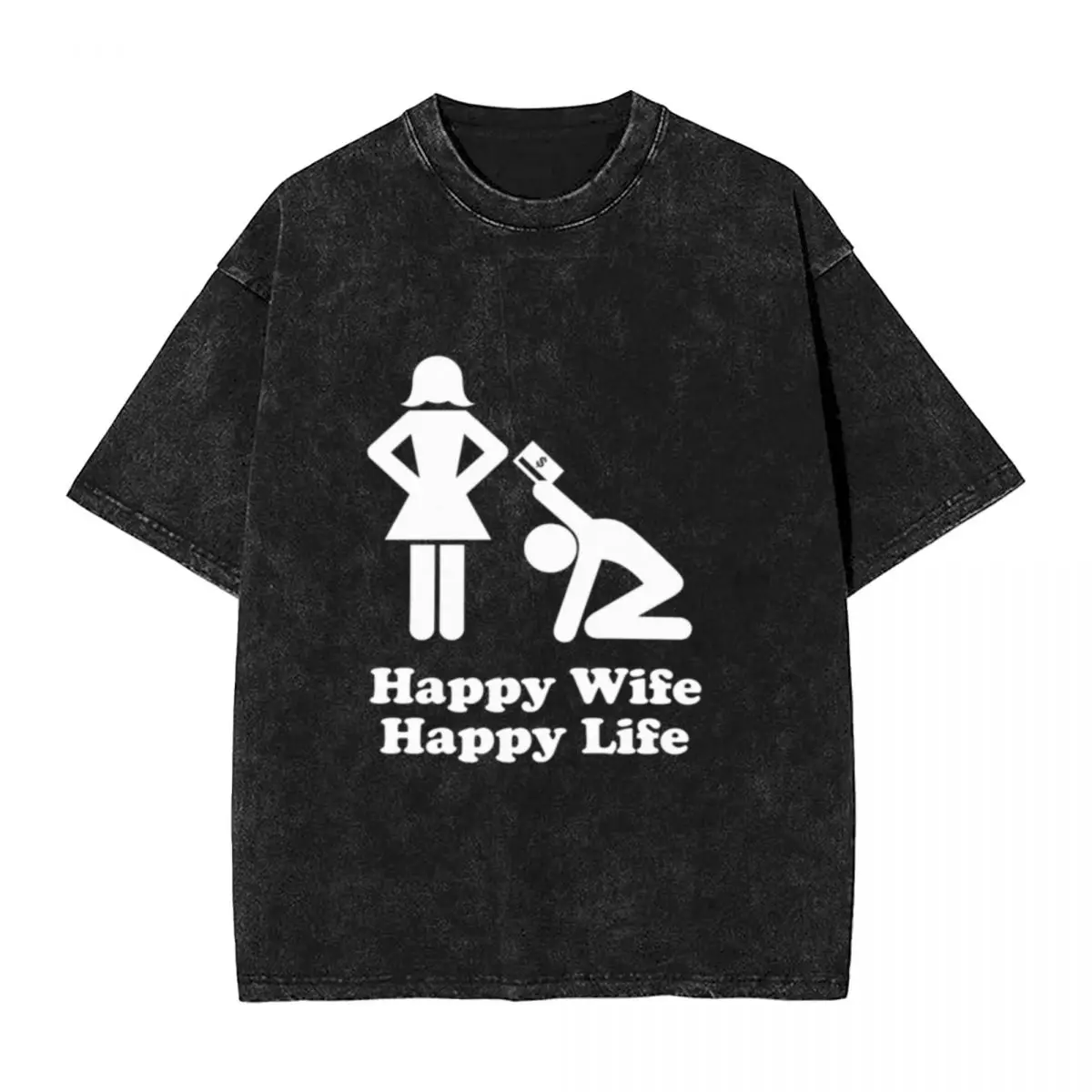 Happy Wife Happy Life Уникальный комфорт Винтажные футболки большого размера