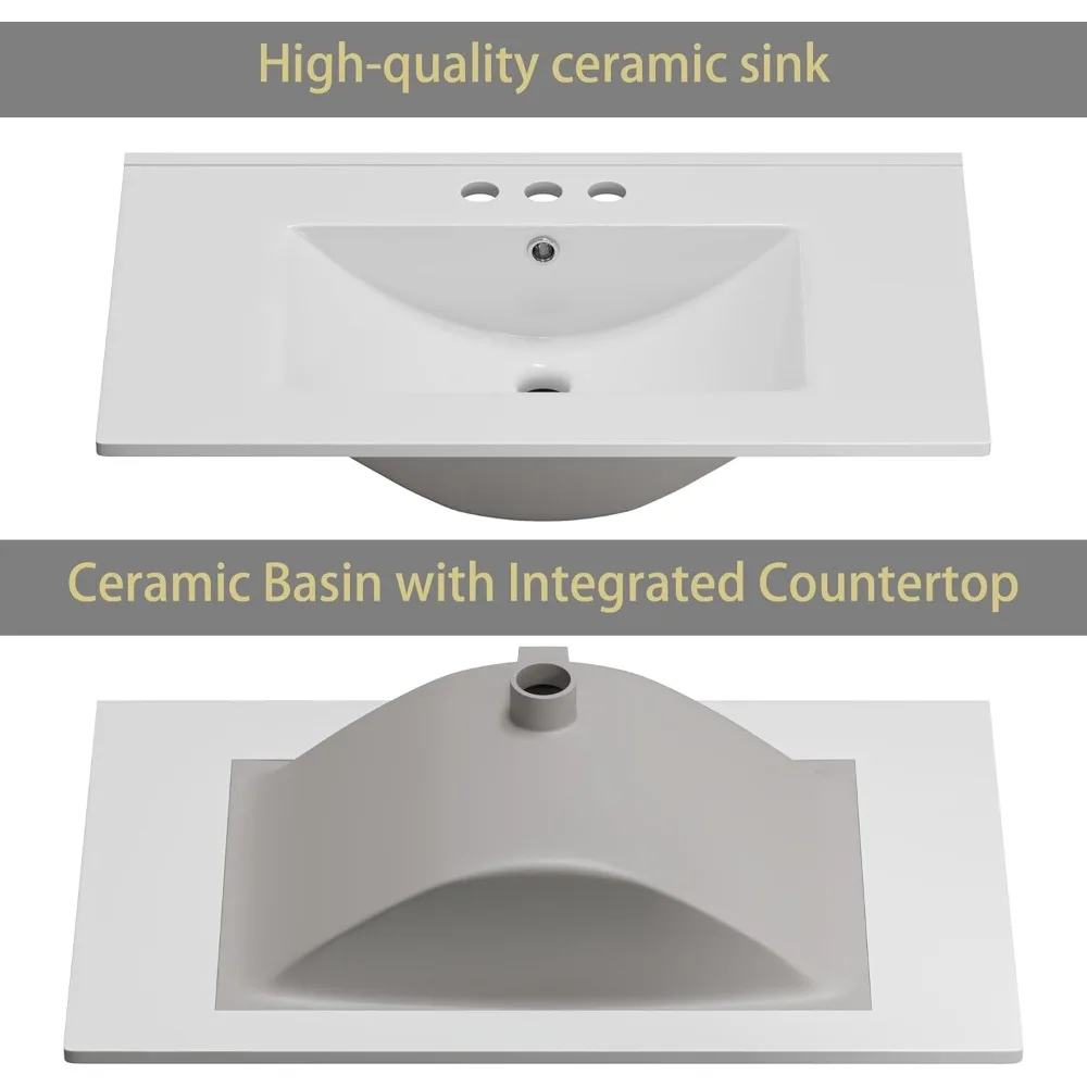 세라믹 싱크대가 있는 욕실 세면대, 욕실 세면대 캐비닛, 2 개 문, 30 인치 목재 욕실 싱크대 캐비닛, 흰색