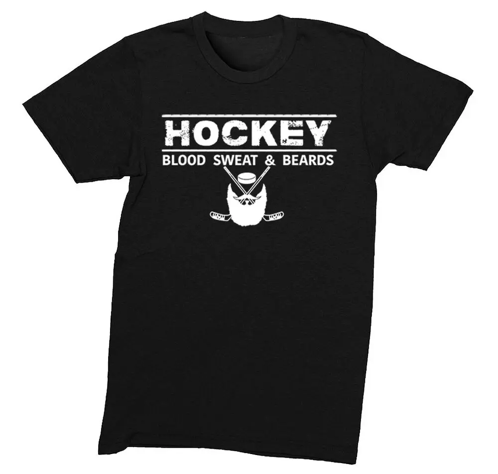 Mens Hockey Blood Sweat Beards Sports Fan Ice Gift Goal Team Crewneck T-Shirt Unisex T-shirts For Men Women