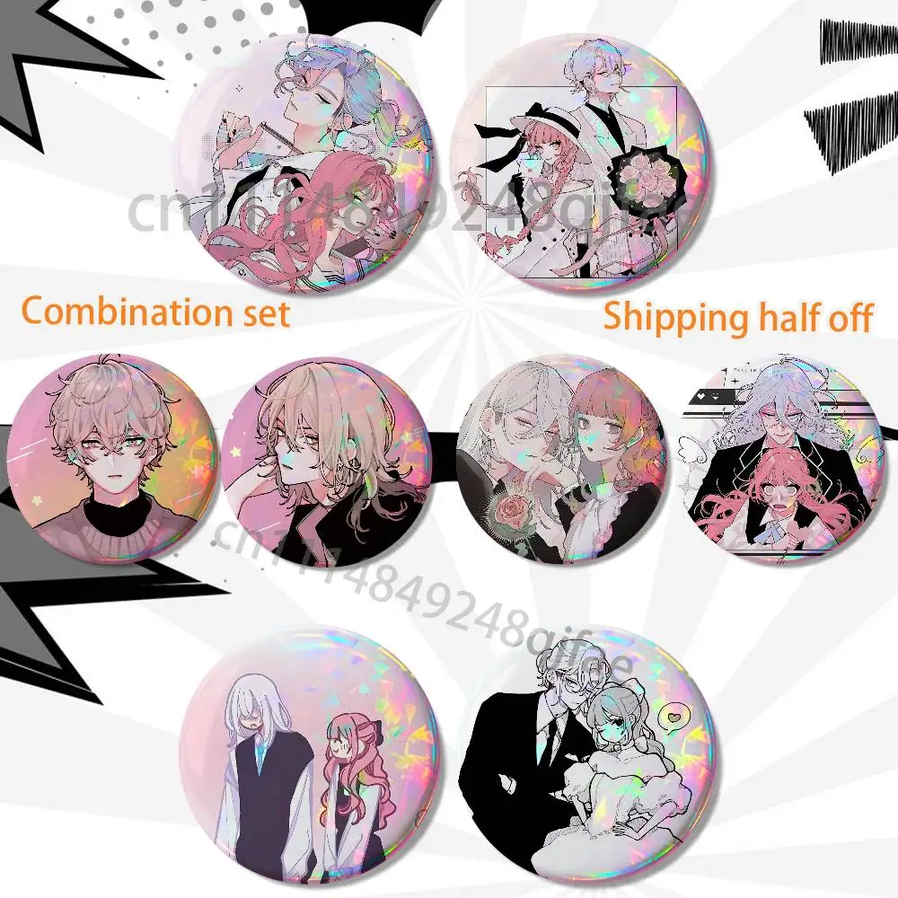 Ikko Fall in Love False Angels 2 piece set Pins Creativity Printed Pictures Text Metal Lapel Badges Brooches Jewelry Gift
