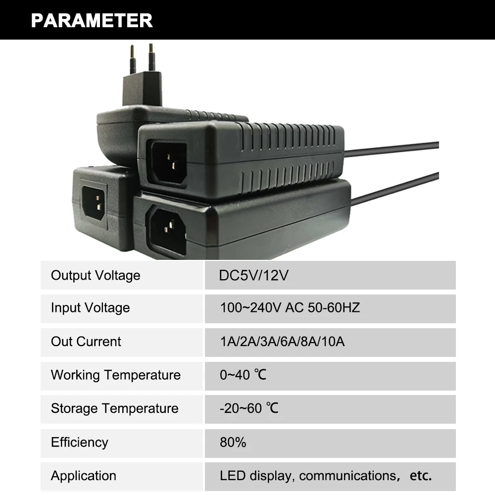 DC5V 12V Power Supply Switch Transformer 2A 3A 5A 6A 7A 8A 10A Adapter US/EU/AU/UK For WS2811 WS2815 5050 2835 LED Strip Light