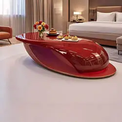 ！@Modern Luxury Futuristic Oval Glossy Black Top with LED Ambient Light for Home Living Room Coffee Table