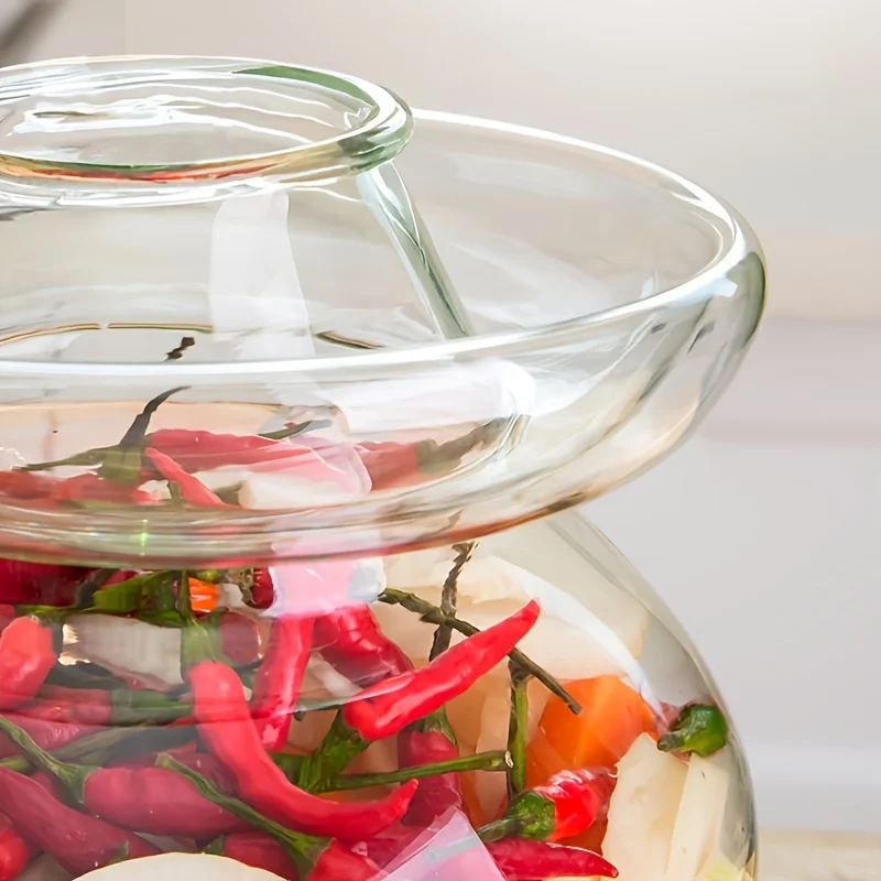 Glass Jar Pickle Fermentation Jar, Fermenting Crock Kit, Paocai Jar Pot for Pickling Kimchi, Sauerkraut, Vegetables