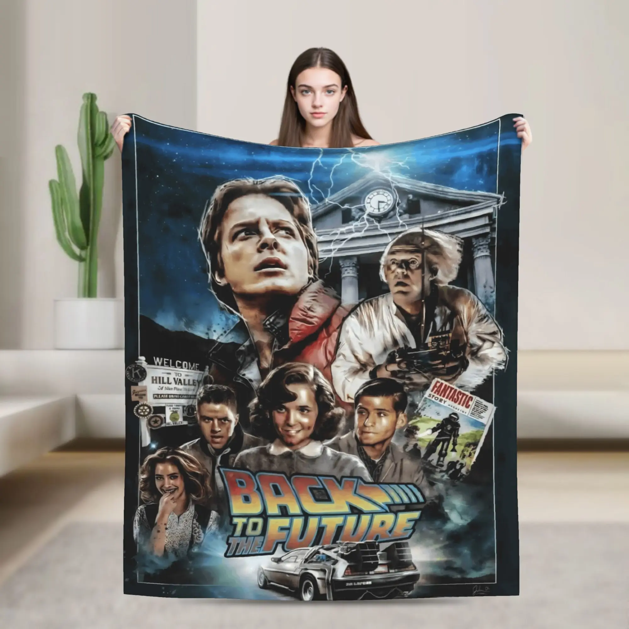 

Marty Mcfly Doc Emmett Brown Back To The Future Flannel Blanket Warm Soft Bedding Throws for Home Decor Bedspread Sofa Bed Cover