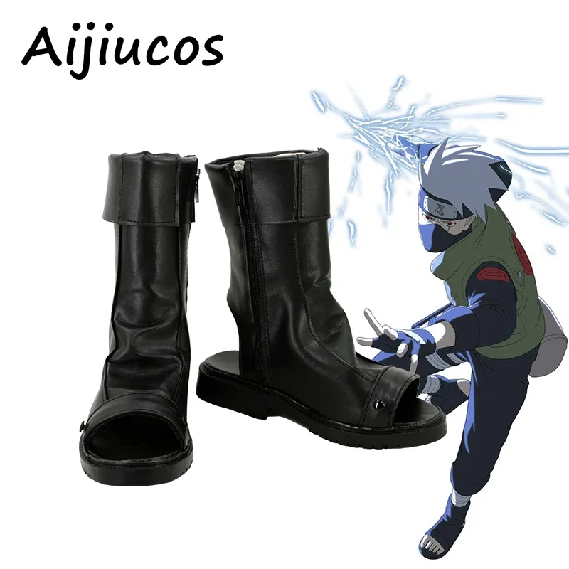 Anime NARUTO Hatake Kakashi Cosplay Shoes Halloween Party Artificial Leather Ninja Boots Custom Made For Unisex