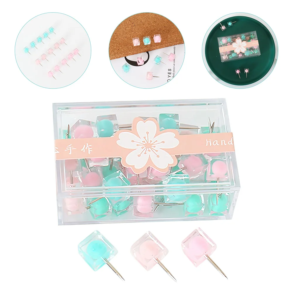 

40pcs Candy Color Thumb Tacks Square Head Push For Maps Wall Photos Bulletin Boards Household Decoration Multi-Function Board