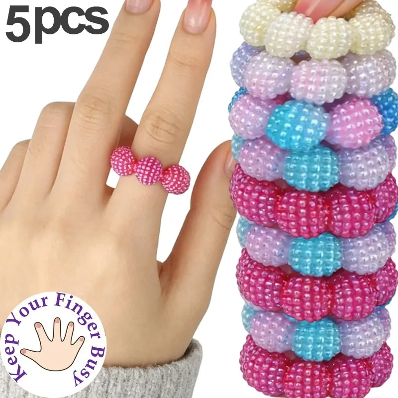 5Pcs Set Finger Massager Decompression Rings Spiky Bead Sensory Finger Rings Women Men Adjustable Relax Calming Finger Massager