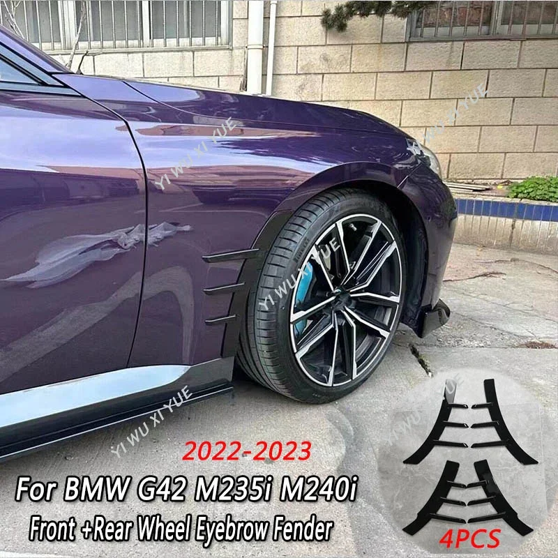 

For BMW G42 M240i M235i Coupe 2022-2023 4pcs Spoiler Car Rear Wheel Eyebrow Fender Flares Cover Scratch Proof Fangs Side Skirts