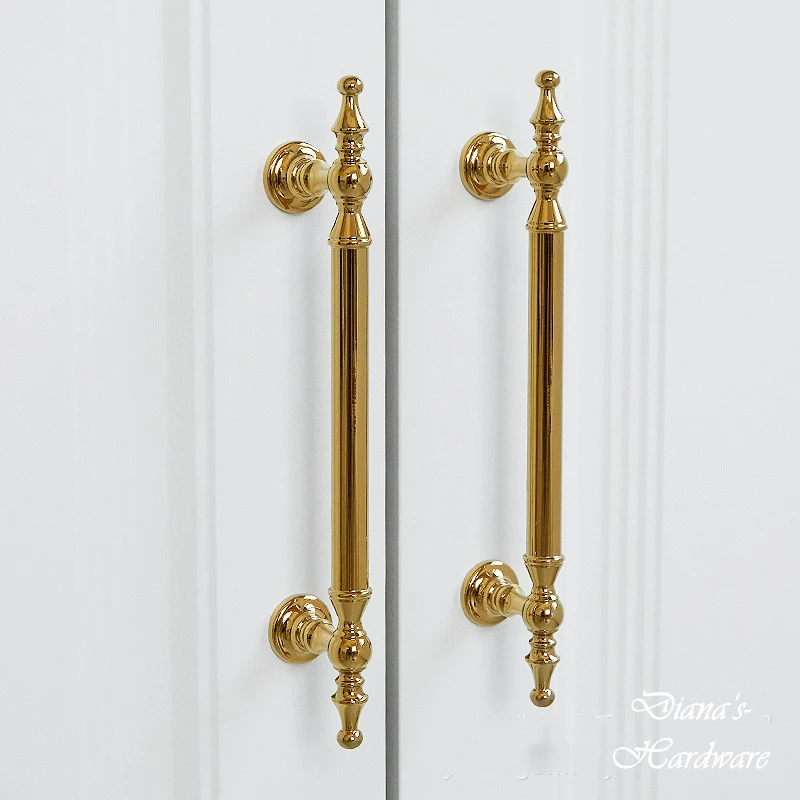 French Bright Gold Handle Brass Wardrobe Drawer Kitchen Cabinet Door Handles Light Luxury Decorative Furniture Handles and Knobs
