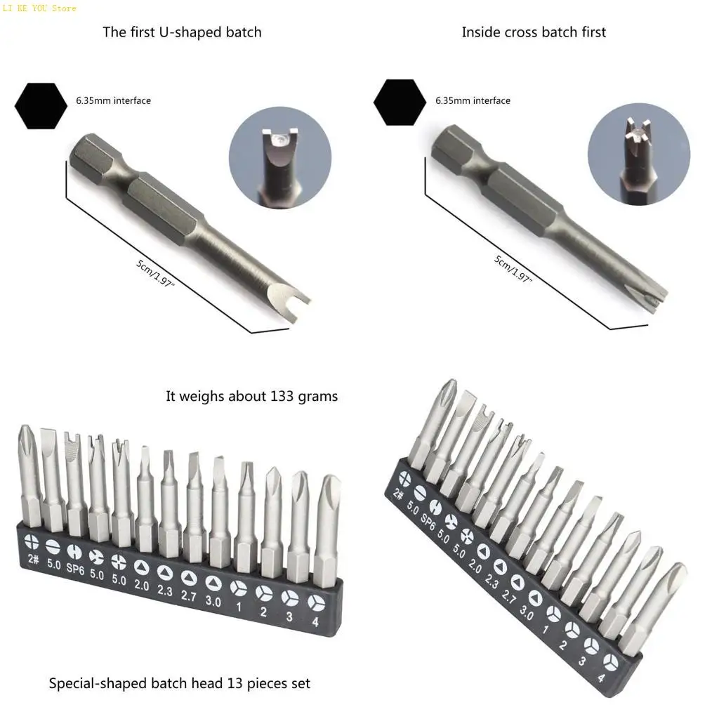 W3JE 13pcs Screwdriver Set with Unique Shaped Tips for Home Appliances