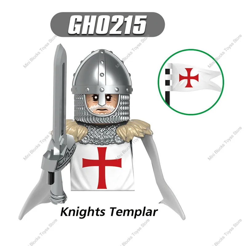 G0128 Medieval War Horse Teutonic Knights Templar Building Block Ancient Action Figures Building Toy For Children