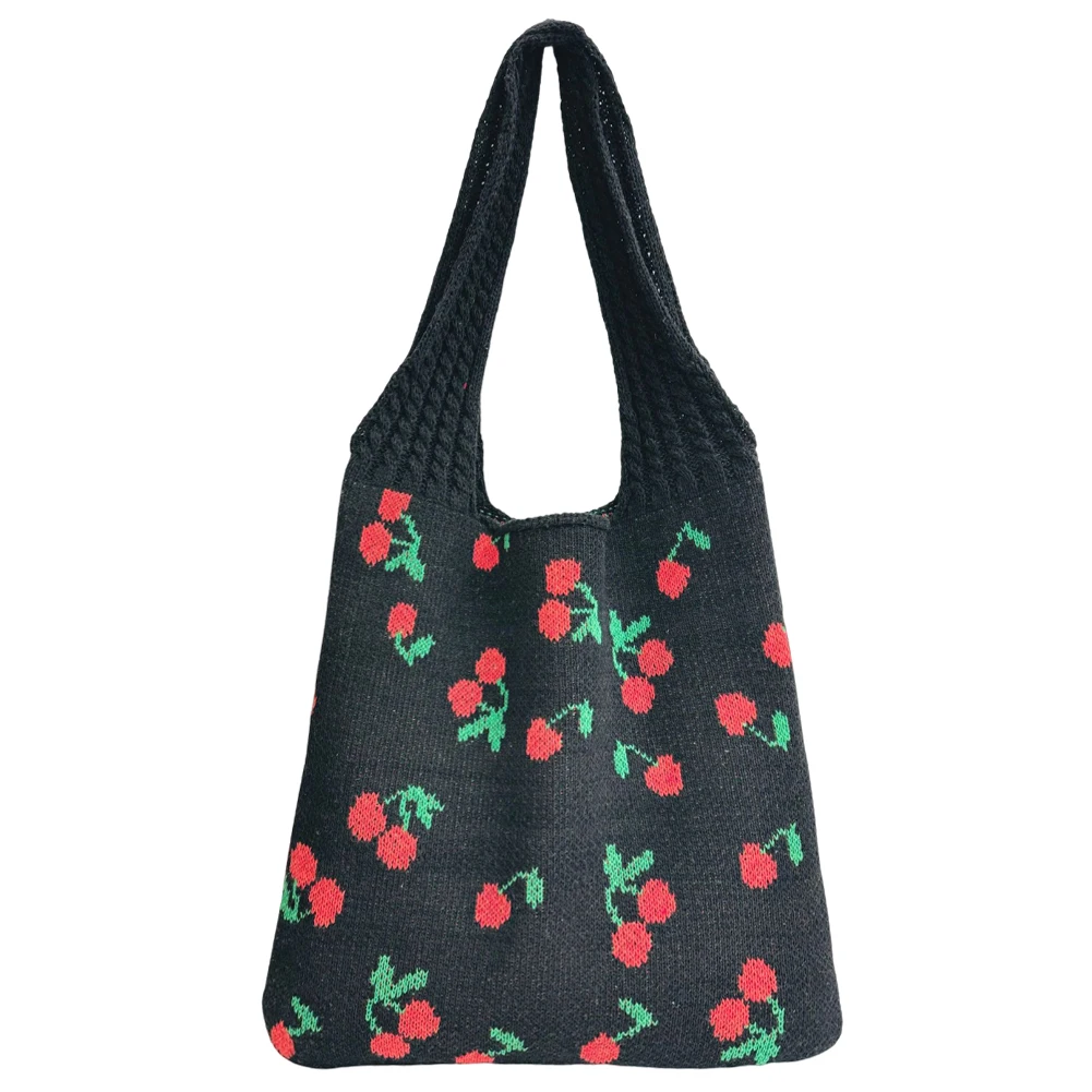 Bolsa de compras de crochê para mulheres, Bolsa de ombro de tricô, grande capacidade, bolsa diária feminina