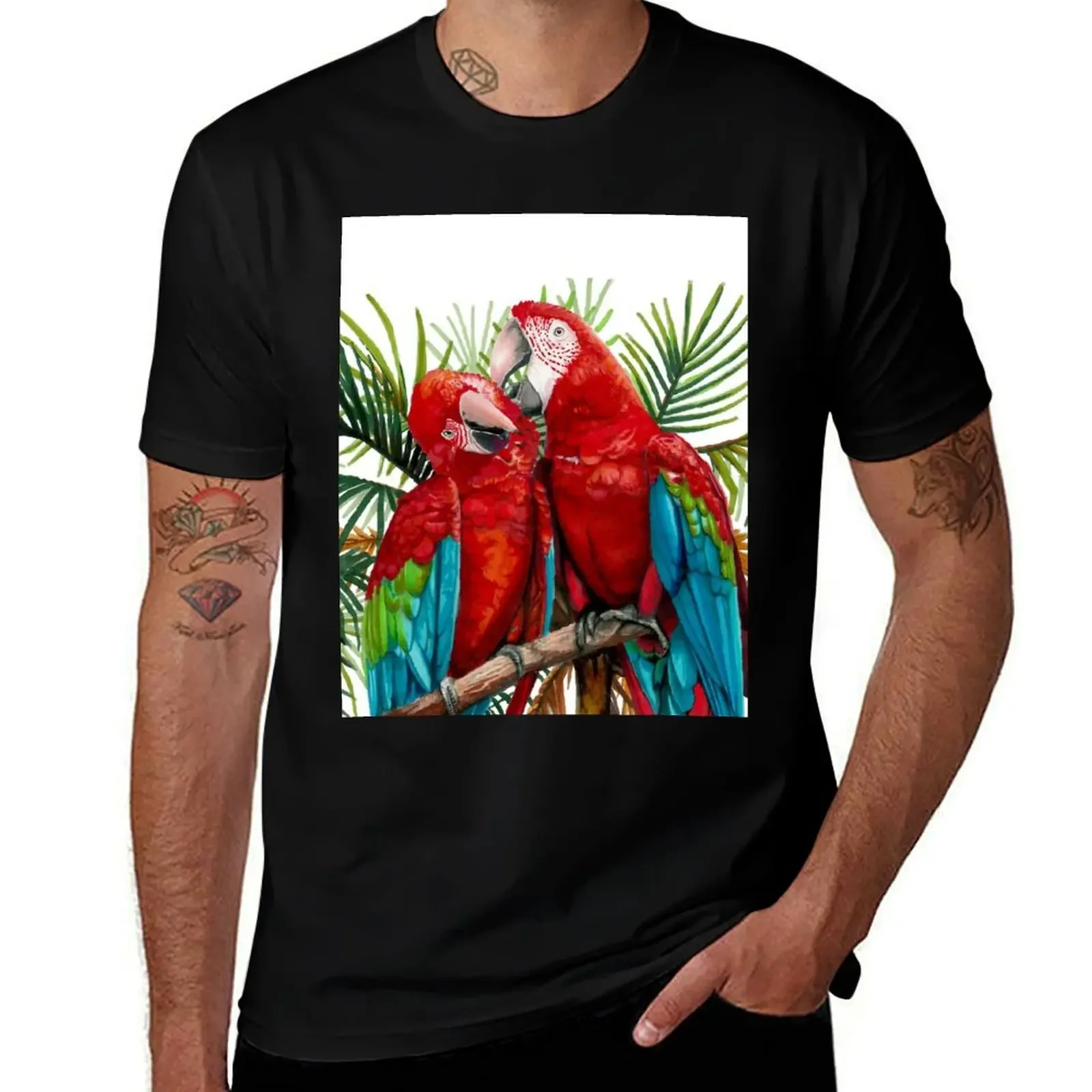 Macaws in Love T-Shirt vintage plus size tops oversized graphic tee men t shirts high quality