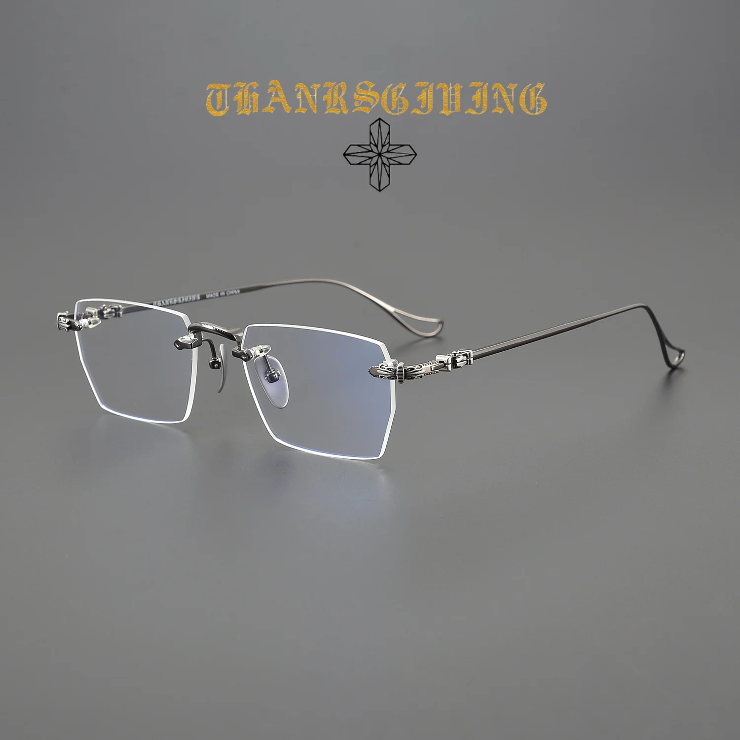 2024 New Business Pure Titanium Glasses Frame Men'S Fashion Luxury Brand Designer Square Glasses Unique Design Gold Glasses