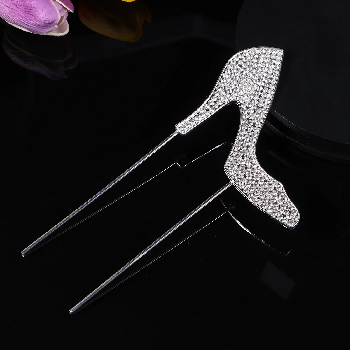 

1Pcs Cake Topper High Heel Shape Glitter Rhinestone Alloy Creative Food Picks Party Birthday Wedding Anniversary Decoration