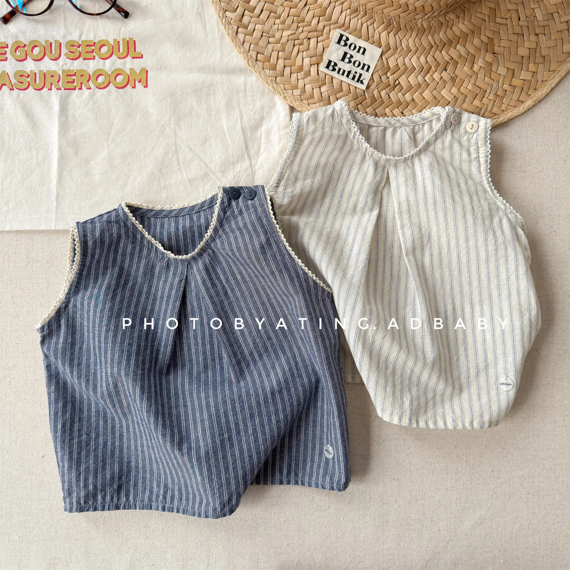 

Новые летние полосатые рубашки без рукавов для девочек 2026 года, свободные топы для детей, хлопковые блузки для малышек, детские футболки, одежда для малышей