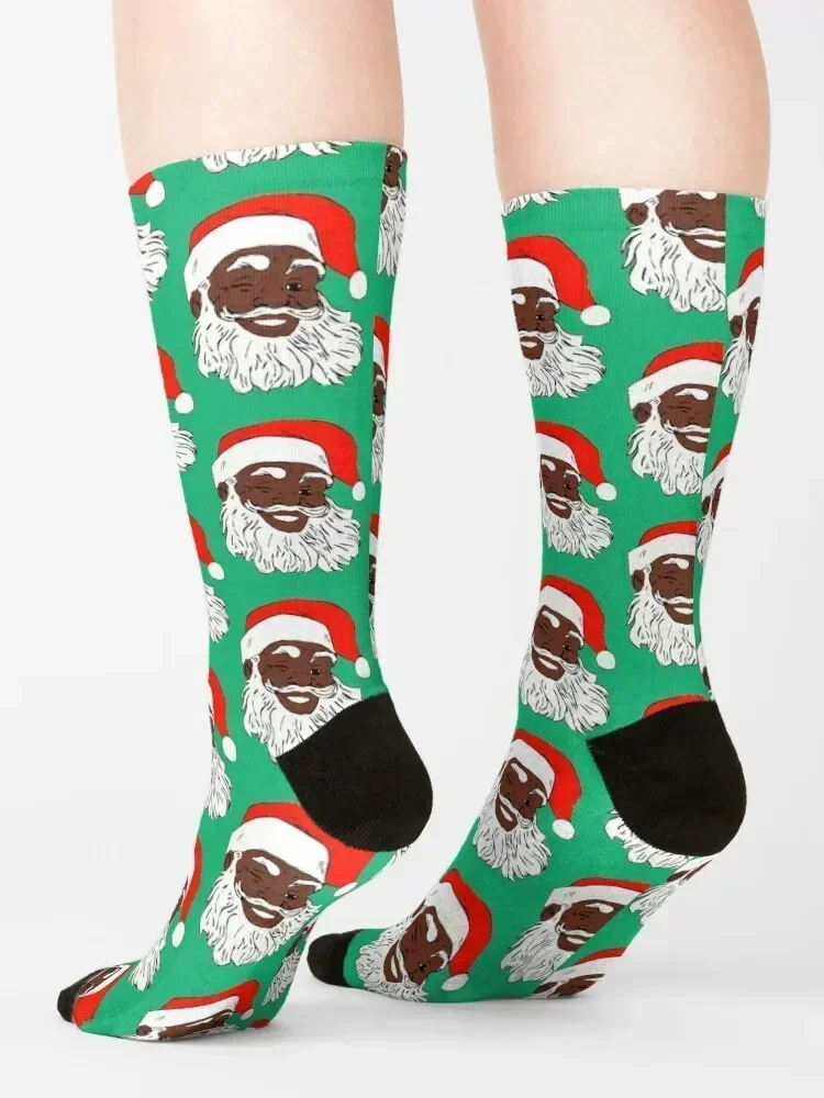 Winking Black Santa Claus Christmas XMAS Socks winter gifts anime funny sock Hiking boots Men Socks Luxury Brand Women's